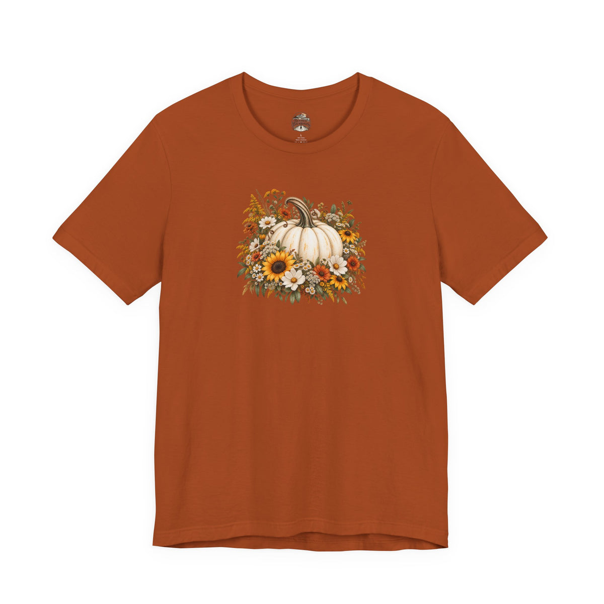 Fall Pumpkin & Sunflower T-Shirt — Autumn Floral Harvest Tee