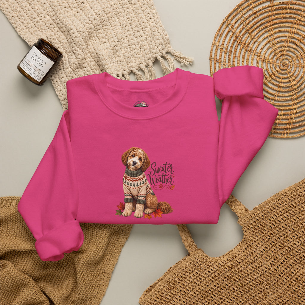 Dog in Sweater Crewneck Sweatshirt — "Sweater Weather" Cozy Fall Pullover