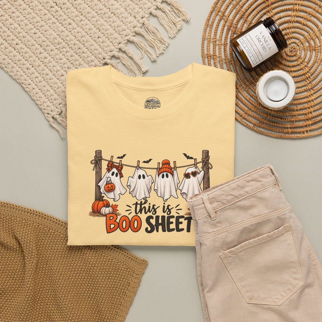 Halloween 'This Is Boo Sheet' T-Shirt – Cute Ghosts & Pumpkins Tee