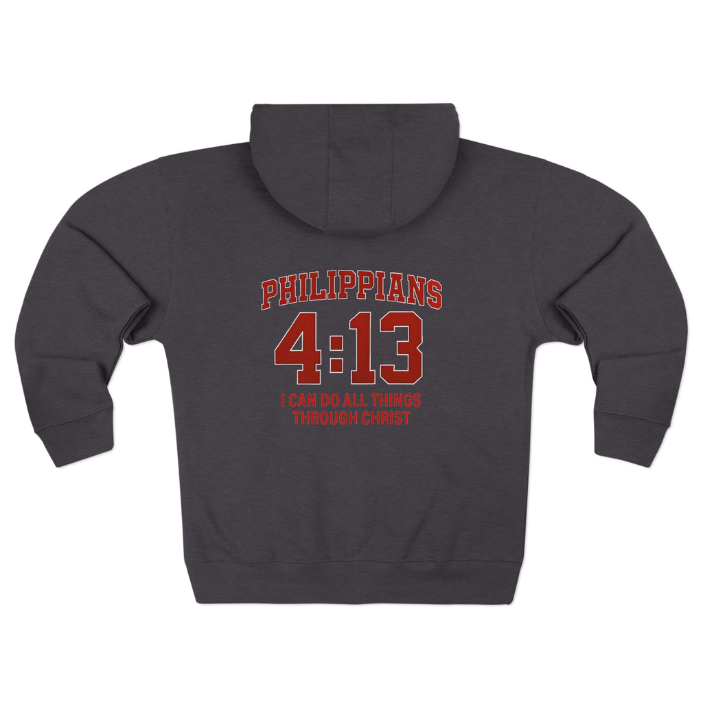 Inspirational Zip Hoodie with Philippians 4:13