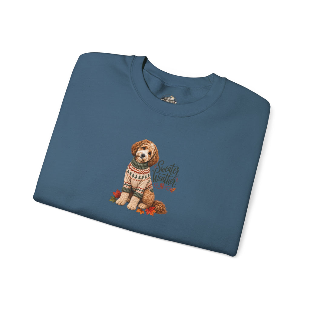 Dog in Sweater Crewneck Sweatshirt — "Sweater Weather" Cozy Fall Pullover
