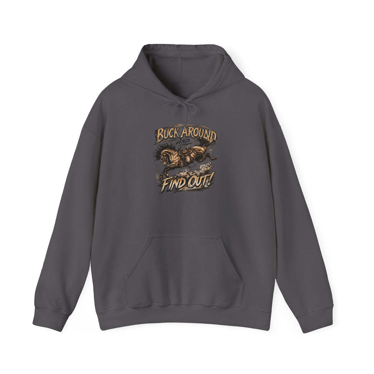 Buck Around Find Out Hoodie - Vintage Rodeo Bison Graphic Pullover