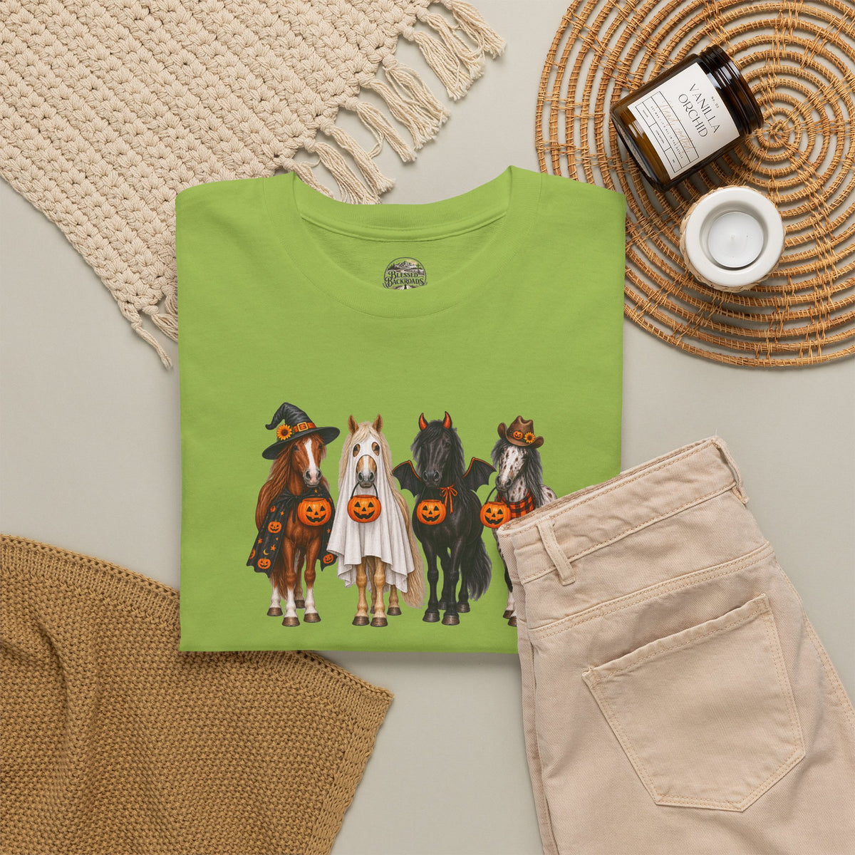 Halloween Horses Graphic Tee – Cute Trick-or-Treat Ponies Costume T-Shirt