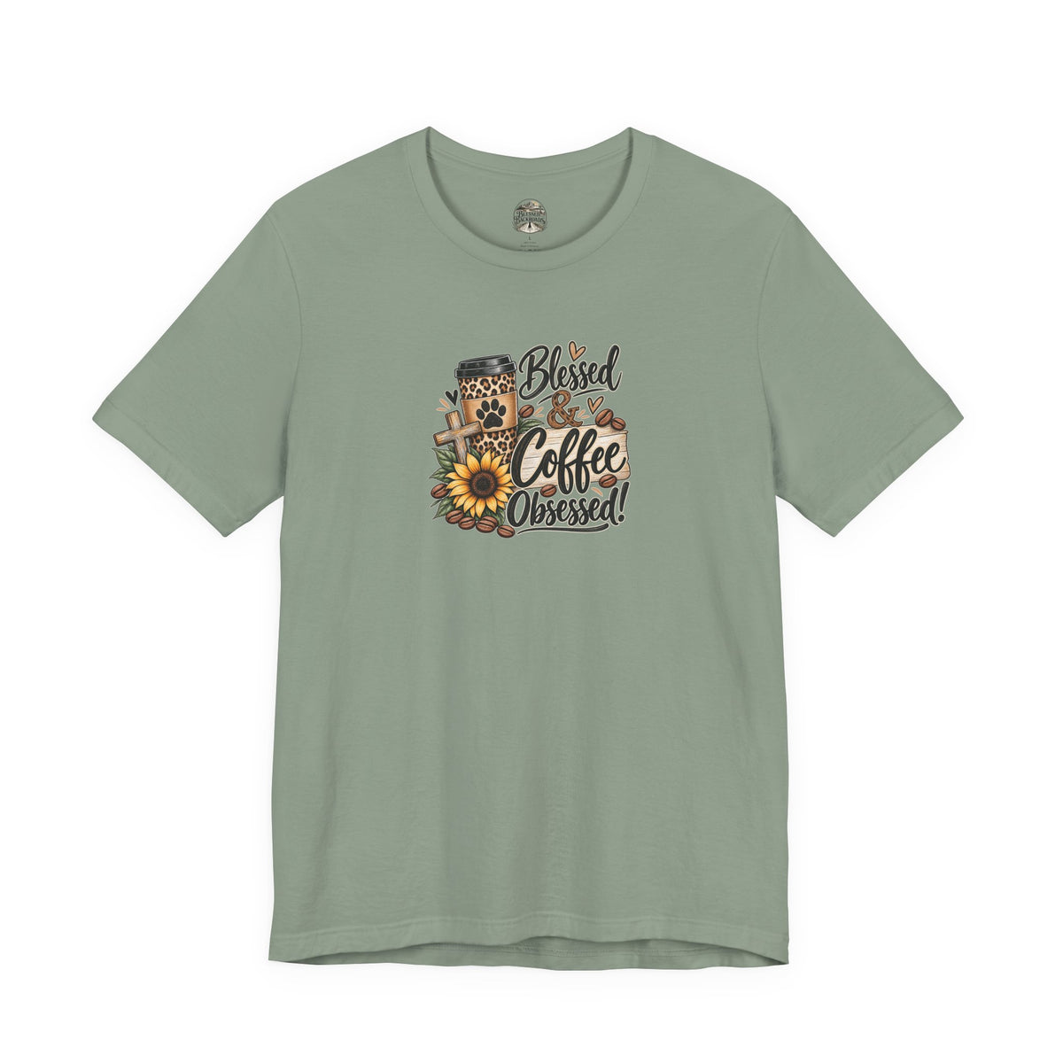 Blessed & Coffee Obsessed Tee — Sunflower Coffee Lover T-Shirt