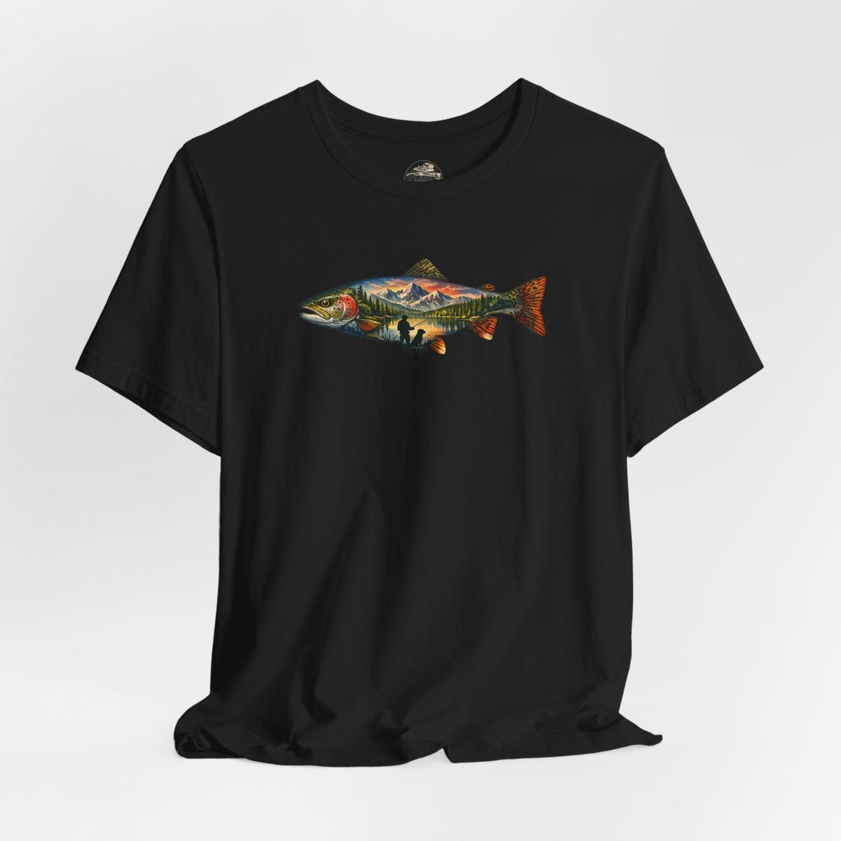 Trout Landscape Graphic Tee — Nature Fisherman T-Shirt