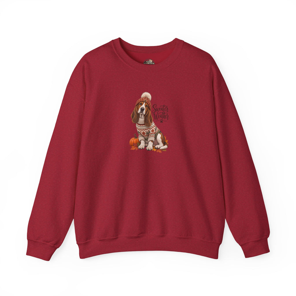 Basset Hound Fall Sweatshirt – 'Sweater Weather' Cozy Autumn Crewneck