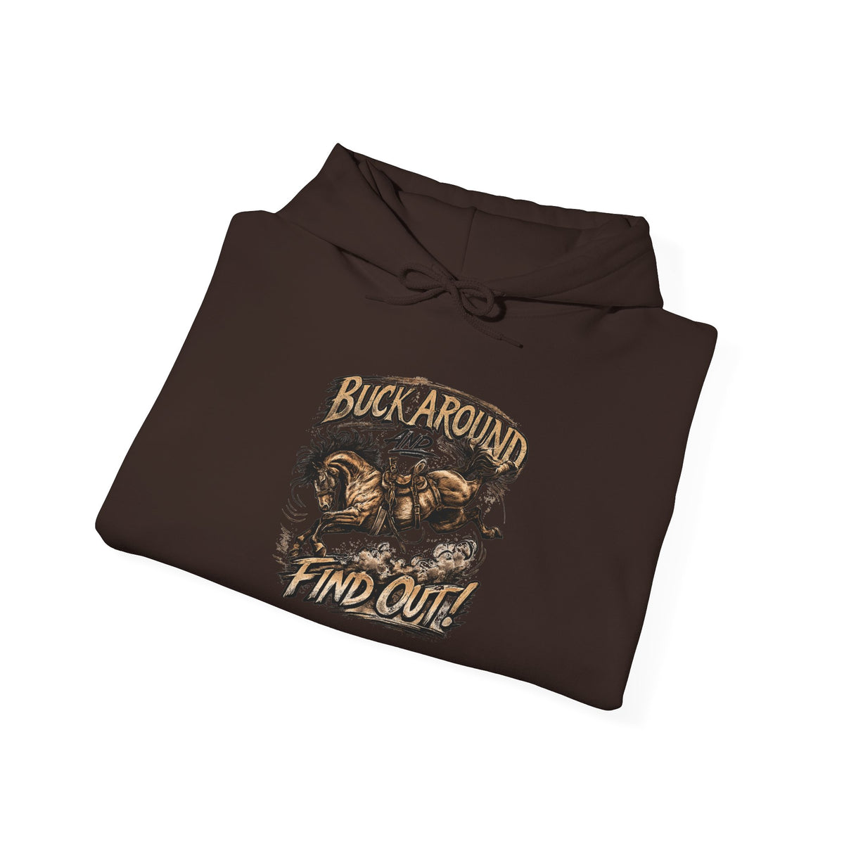 Buck Around Find Out Hoodie - Vintage Rodeo Bison Graphic Pullover