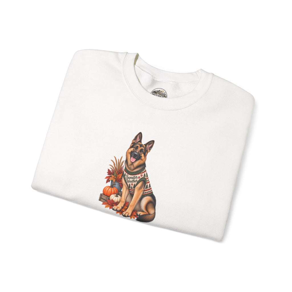 German Shepherd Autumn Pumpkin Crewneck Sweatshirt