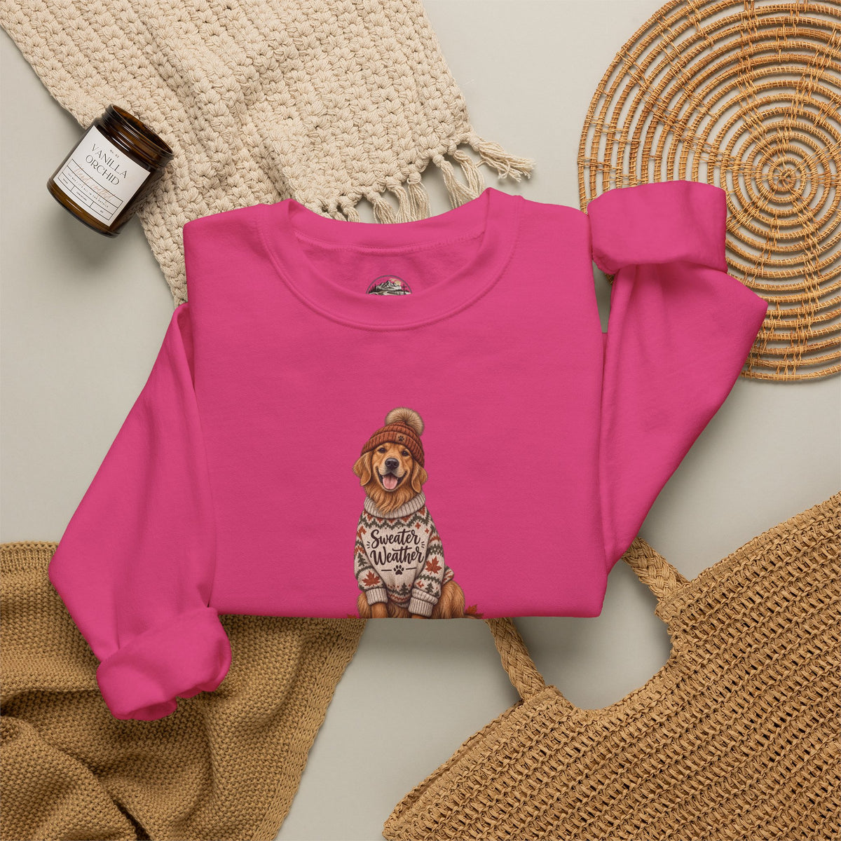Golden Retriever in Sweater Crewneck Sweatshirt — Cozy Dog Lover Pullover