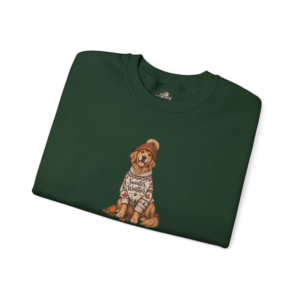 Golden Retriever in Sweater Crewneck Sweatshirt — Cozy Dog Lover Pullover