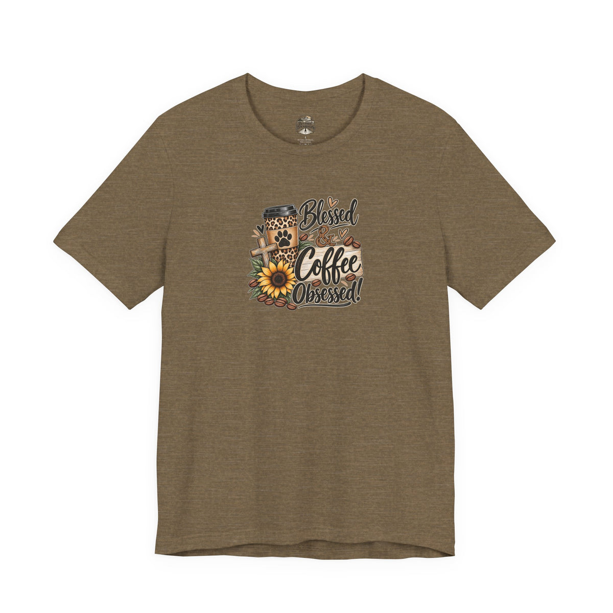 Blessed & Coffee Obsessed Tee — Sunflower Coffee Lover T-Shirt