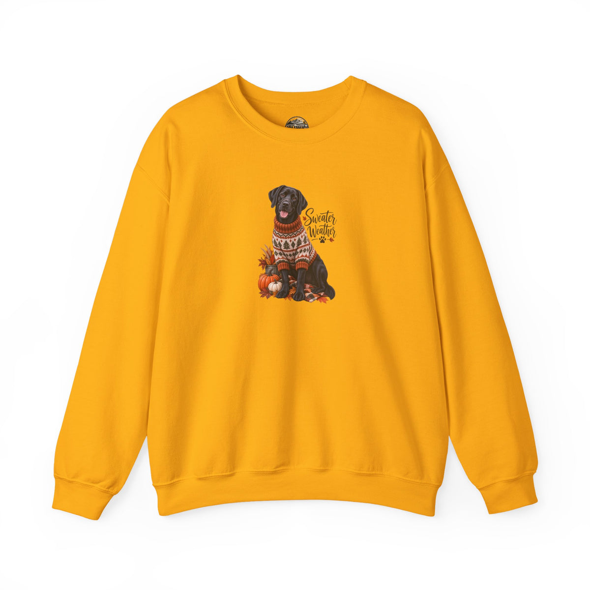 Crewneck Sweatshirt — Black Lab in Cozy Sweater "Sweater Weather" Autumn Design