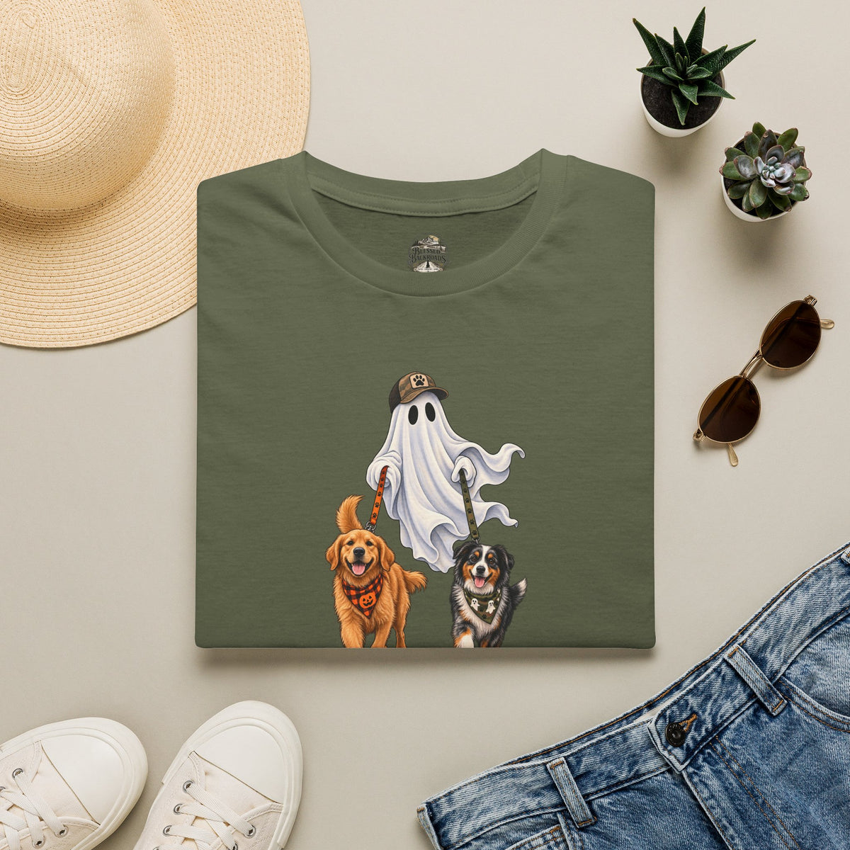 Halloween Ghost with Dogs T-Shirt