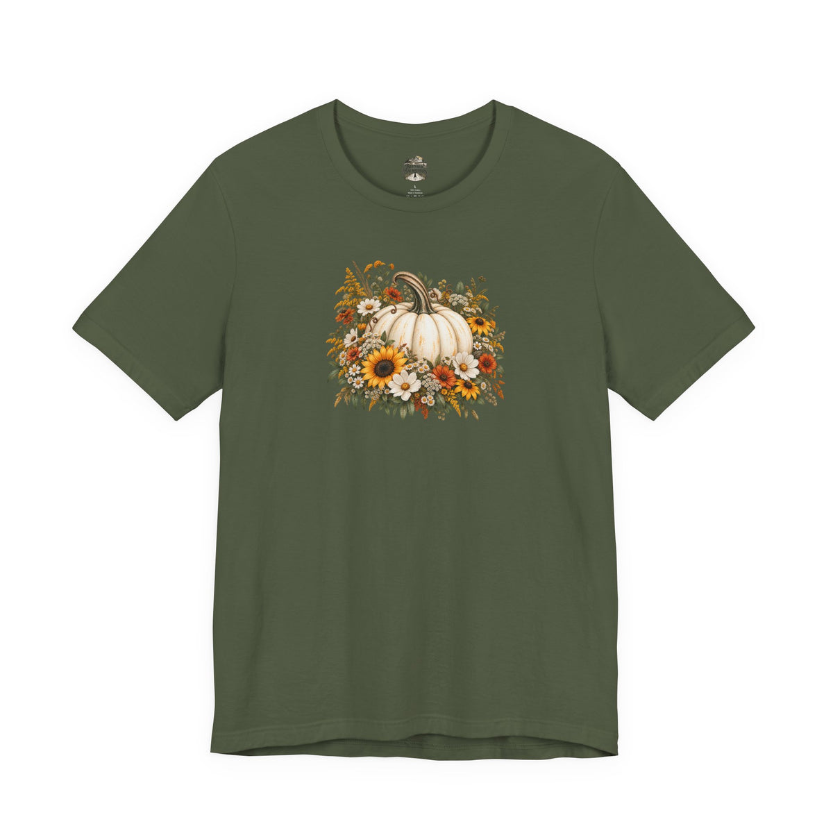 Fall Pumpkin & Sunflower T-Shirt — Autumn Floral Harvest Tee