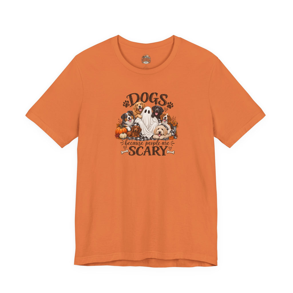 Dogs Because People Are Scary T-Shirt — Cute Halloween Ghost Puppies Tee