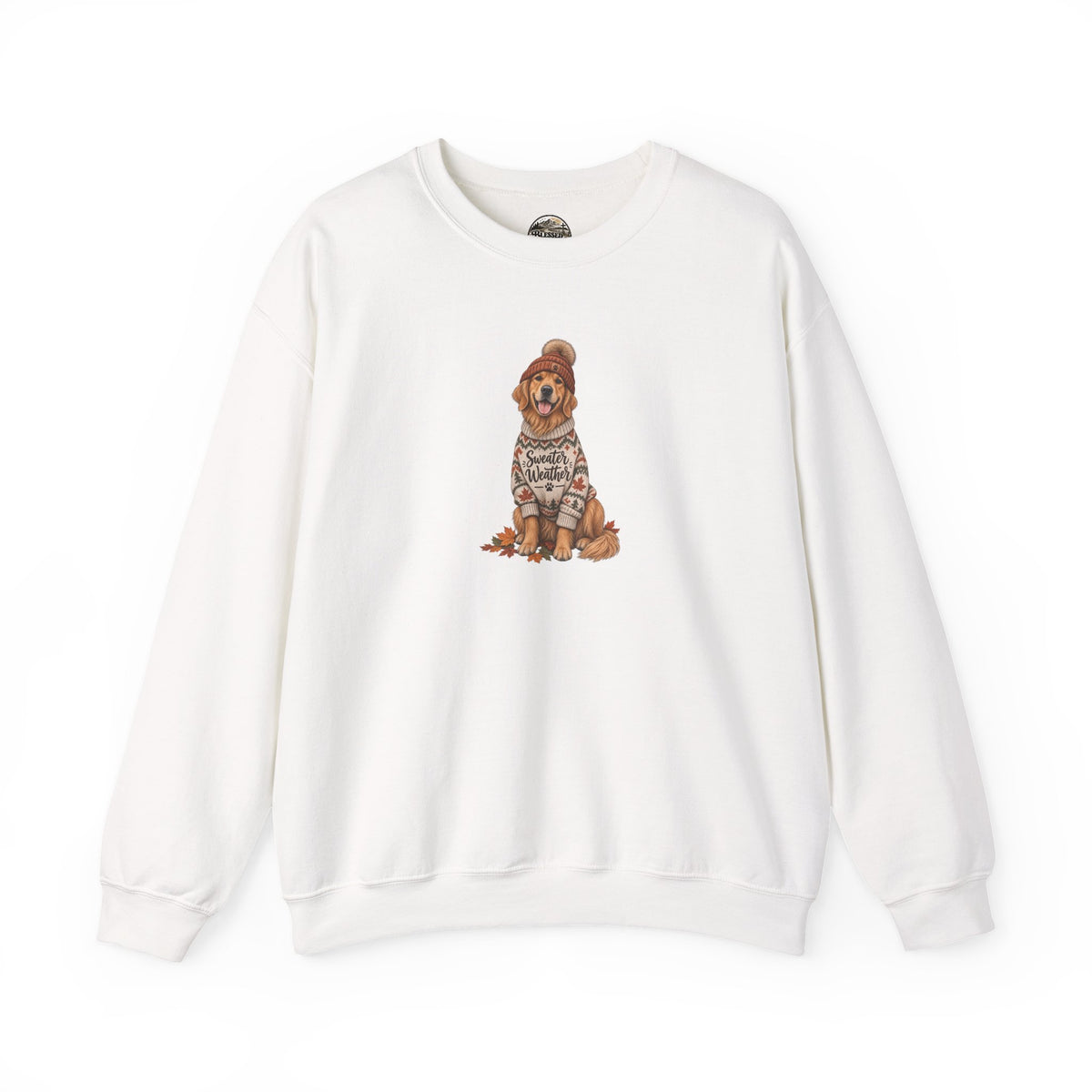 Golden Retriever in Sweater Crewneck Sweatshirt — Cozy Dog Lover Pullover