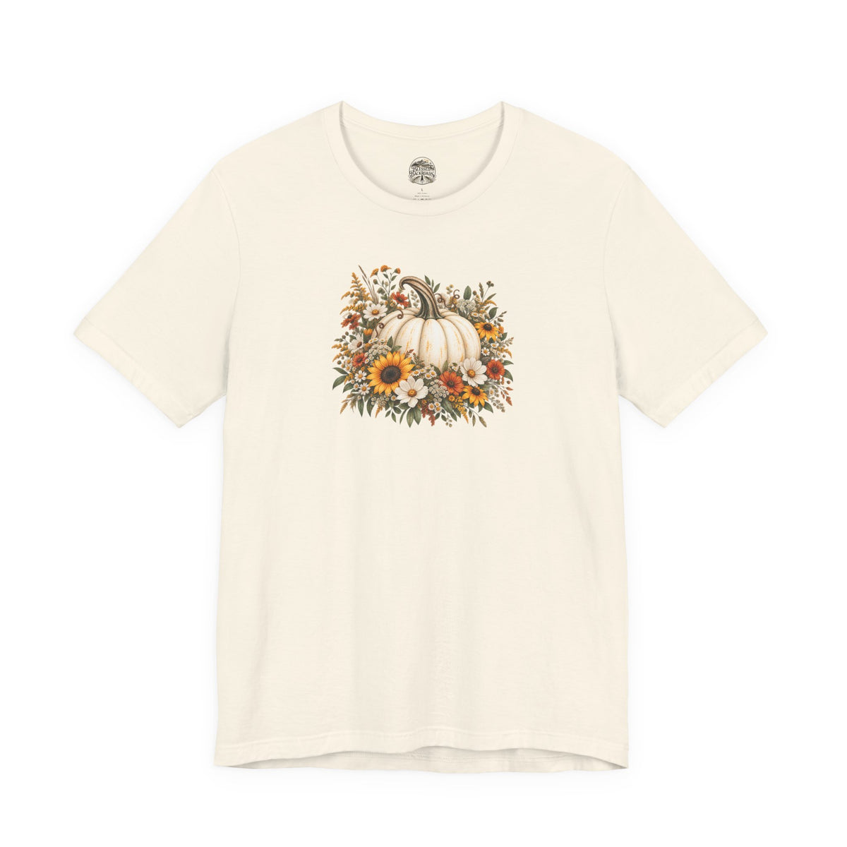 Fall Pumpkin & Sunflower T-Shirt — Autumn Floral Harvest Tee