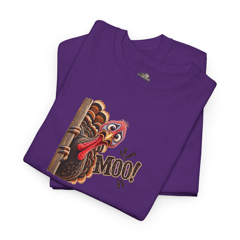 Turkey Peeking 'Moo!' Tee — Funny Thanksgiving Turkey T-Shirt