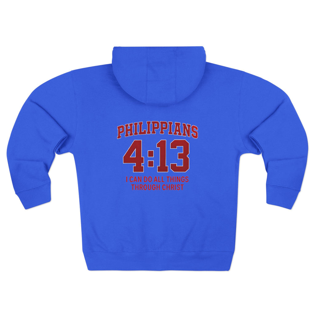 Inspirational Zip Hoodie with Philippians 4:13
