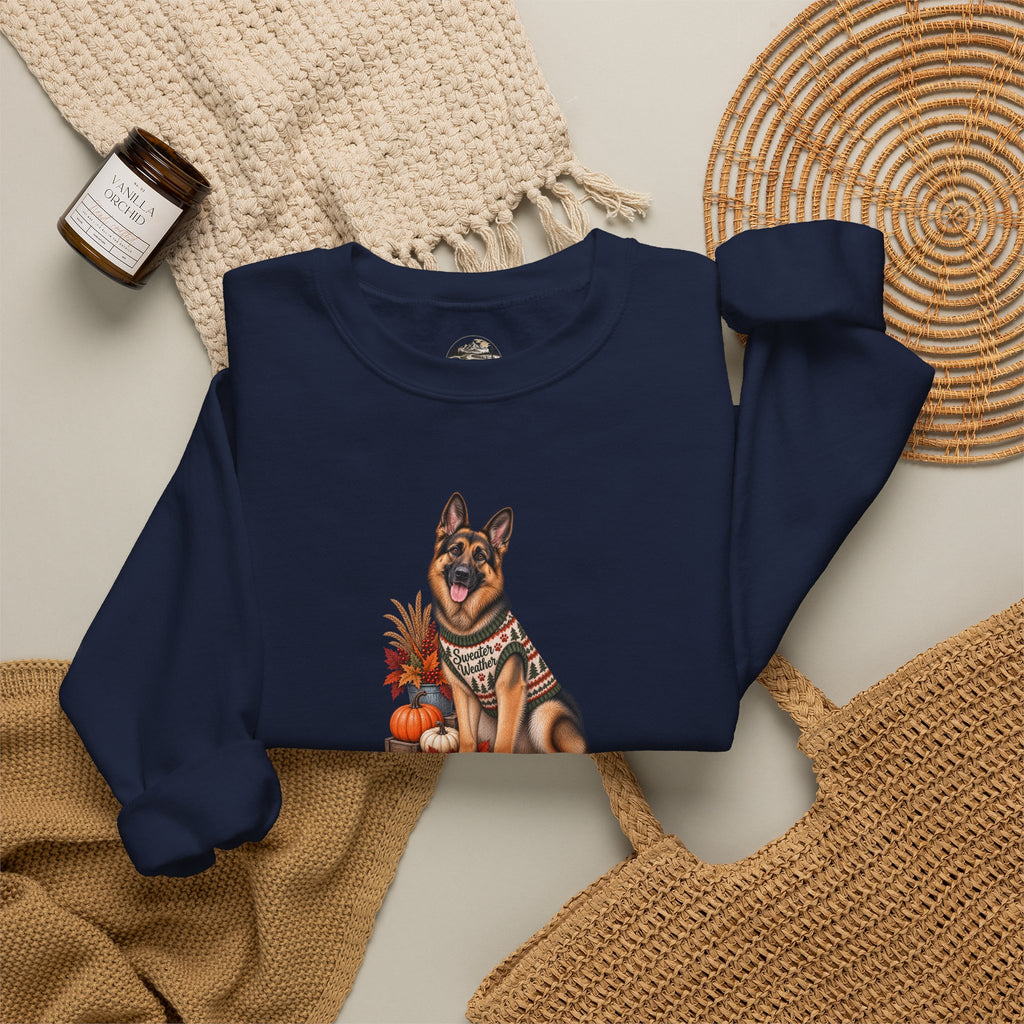 German Shepherd Autumn Pumpkin Crewneck Sweatshirt