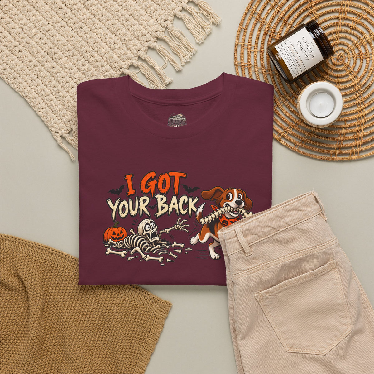 I Got Your Back Halloween Dog Skeleton Graphic Tee