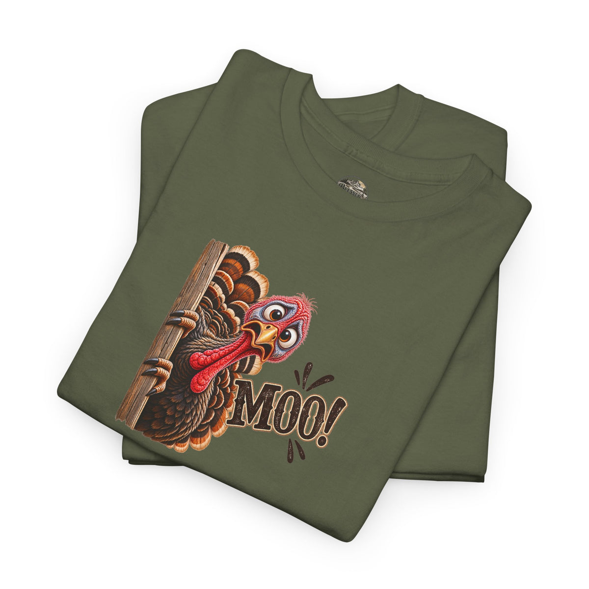 Turkey Peeking 'Moo!' Tee — Funny Thanksgiving Turkey T-Shirt