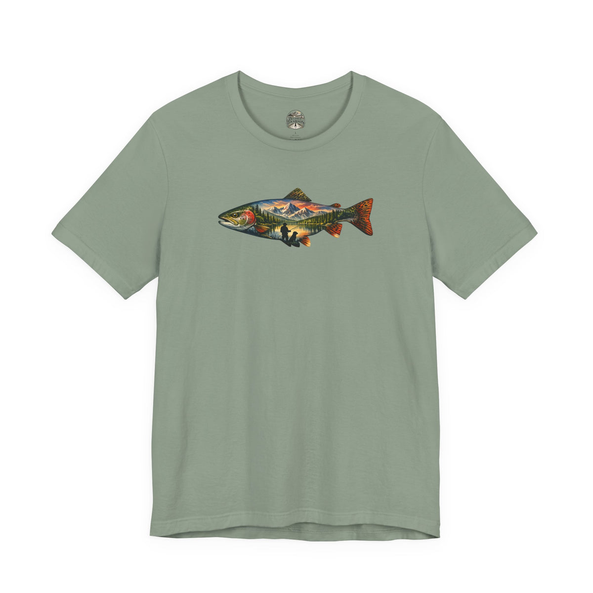 Trout Landscape Graphic Tee — Nature Fisherman T-Shirt