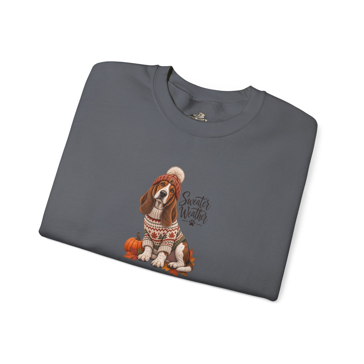 Basset Hound Fall Sweatshirt – 'Sweater Weather' Cozy Autumn Crewneck