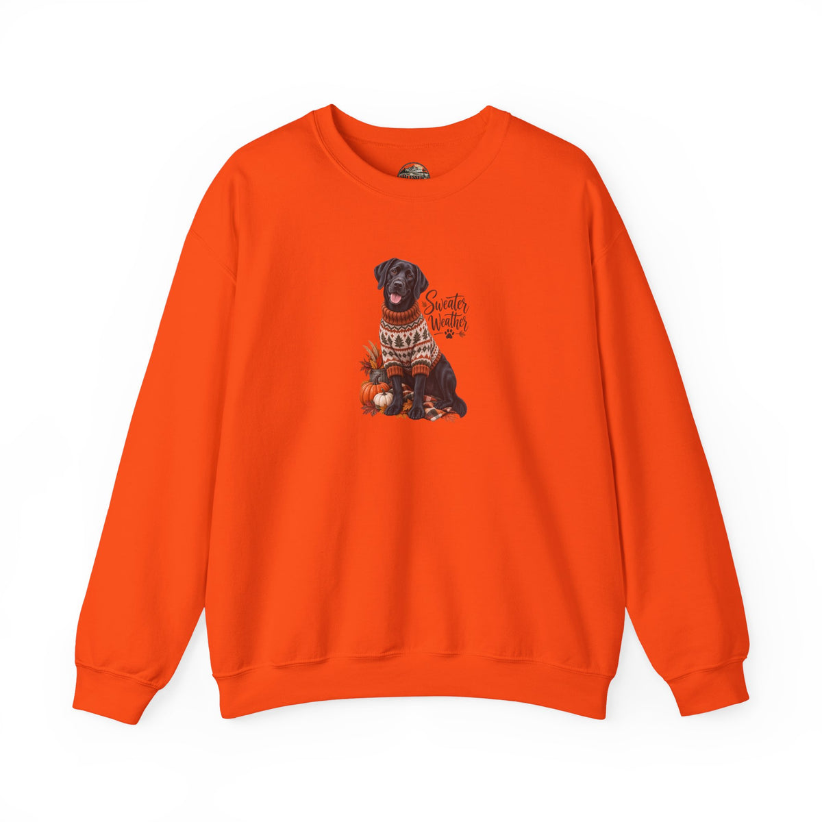 Crewneck Sweatshirt — Black Lab in Cozy Sweater "Sweater Weather" Autumn Design