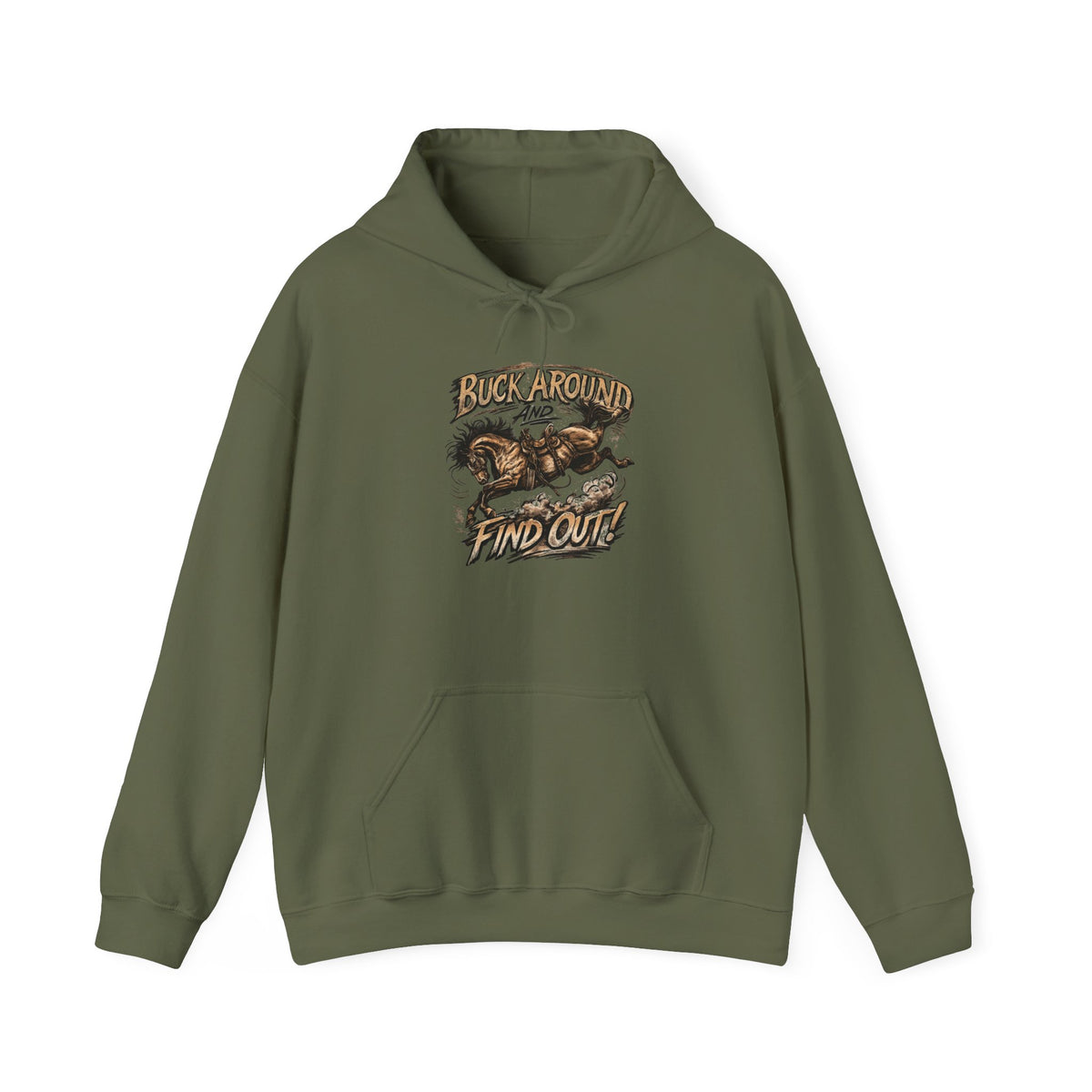 Buck Around Find Out Hoodie - Vintage Rodeo Bison Graphic Pullover
