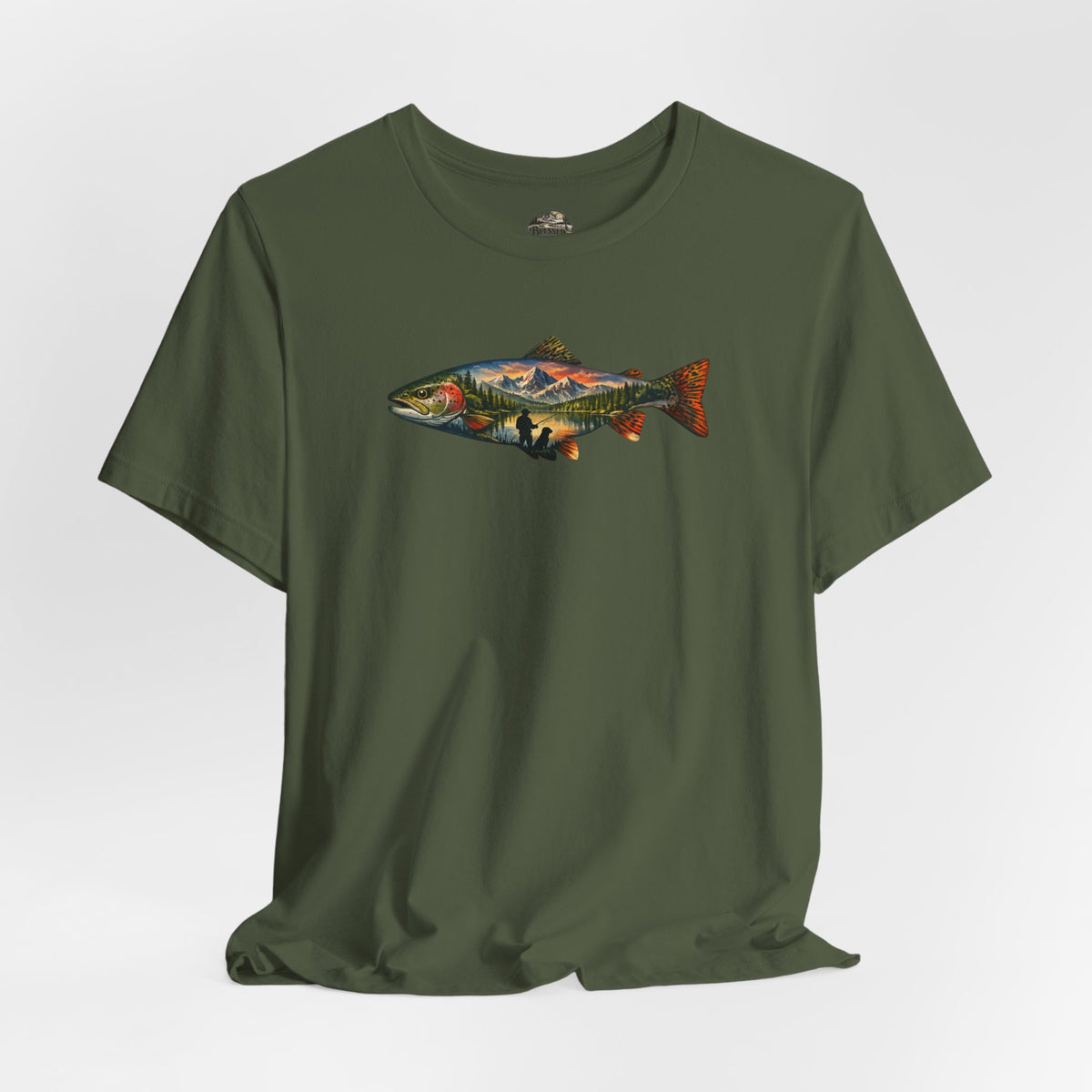 Trout Landscape Graphic Tee — Nature Fisherman T-Shirt