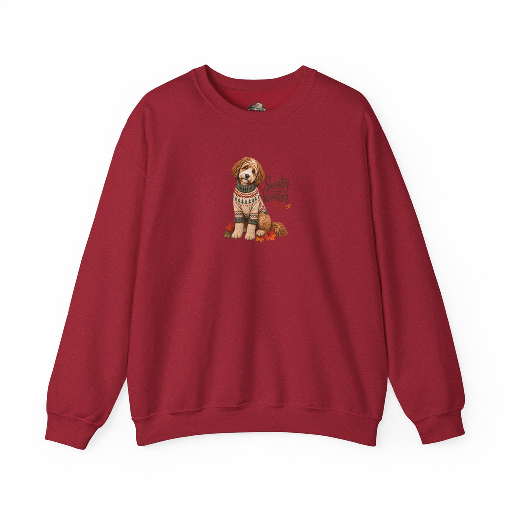 Dog in Sweater Crewneck Sweatshirt — "Sweater Weather" Cozy Fall Pullover