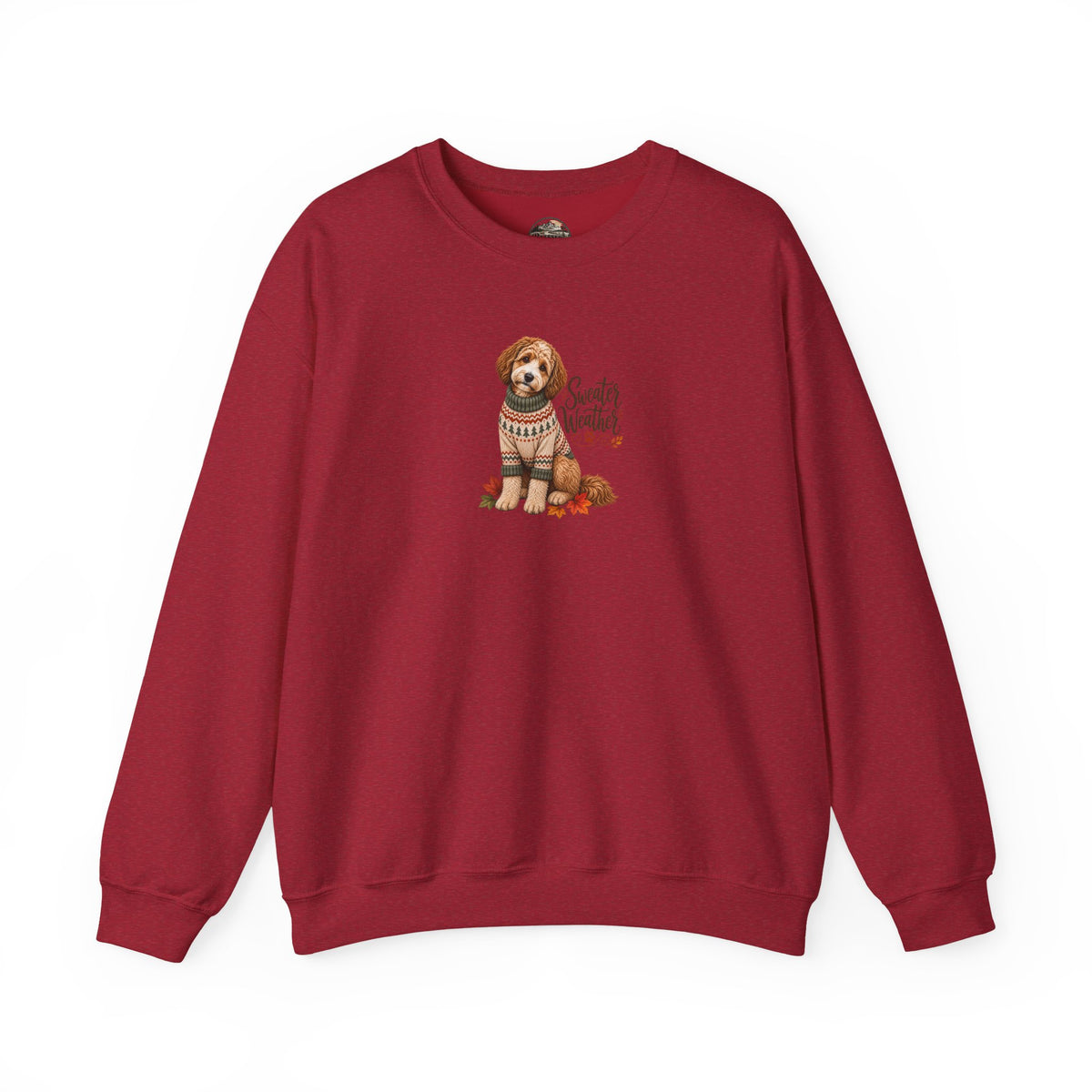 Dog in Sweater Crewneck Sweatshirt — "Sweater Weather" Cozy Fall Pullover