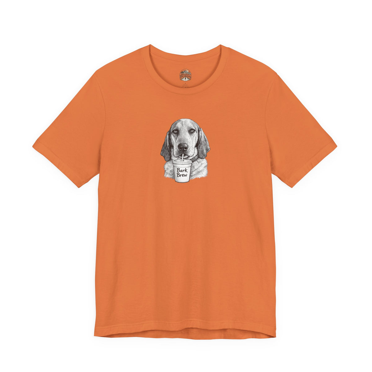 Dog Lover T‑Shirt —Hound Drinking 'Bark Brew' Graphic Tee