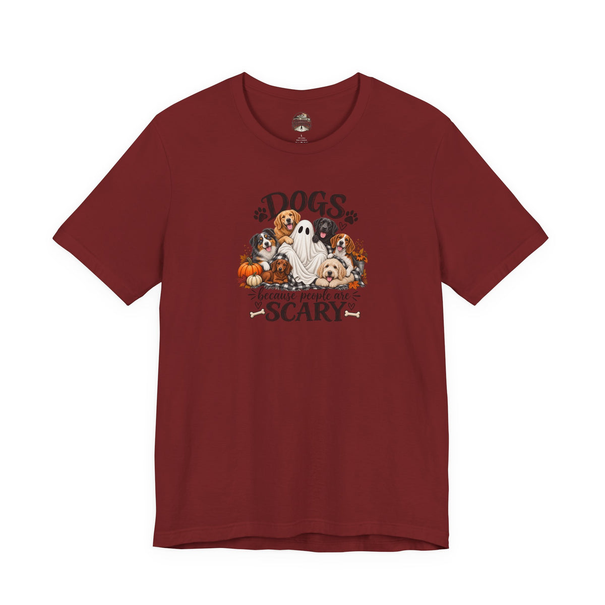 Dogs Because People Are Scary T-Shirt — Cute Halloween Ghost Puppies Tee
