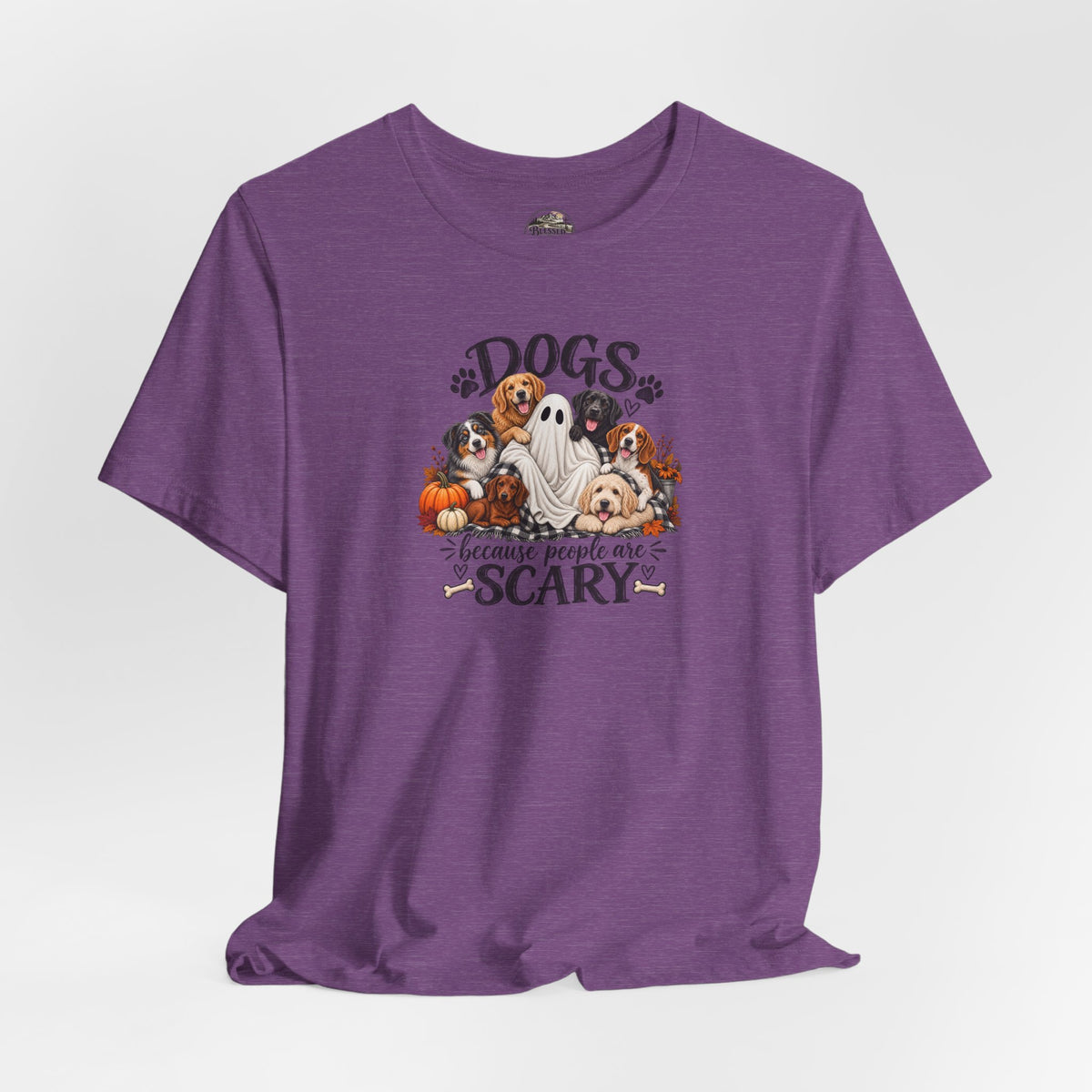 Dogs Because People Are Scary T-Shirt — Cute Halloween Ghost Puppies Tee