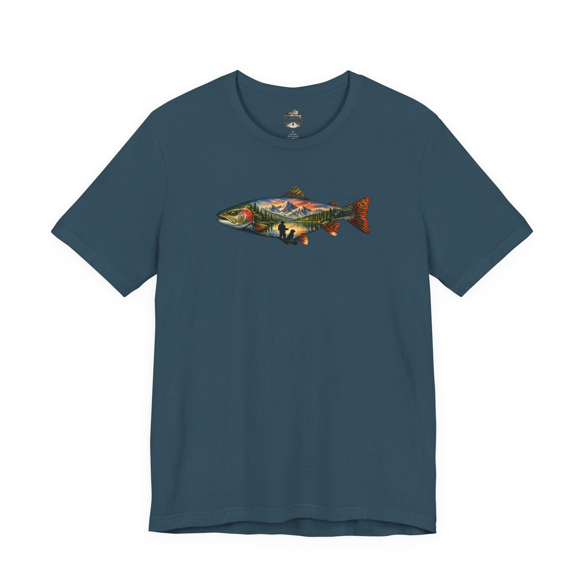 Trout Landscape Graphic Tee — Nature Fisherman T-Shirt