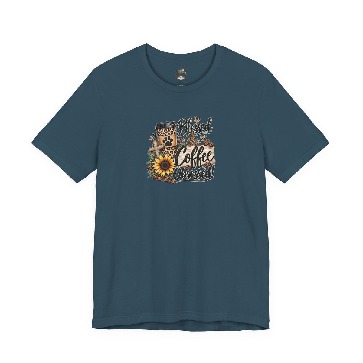 Blessed & Coffee Obsessed Tee — Sunflower Coffee Lover T-Shirt
