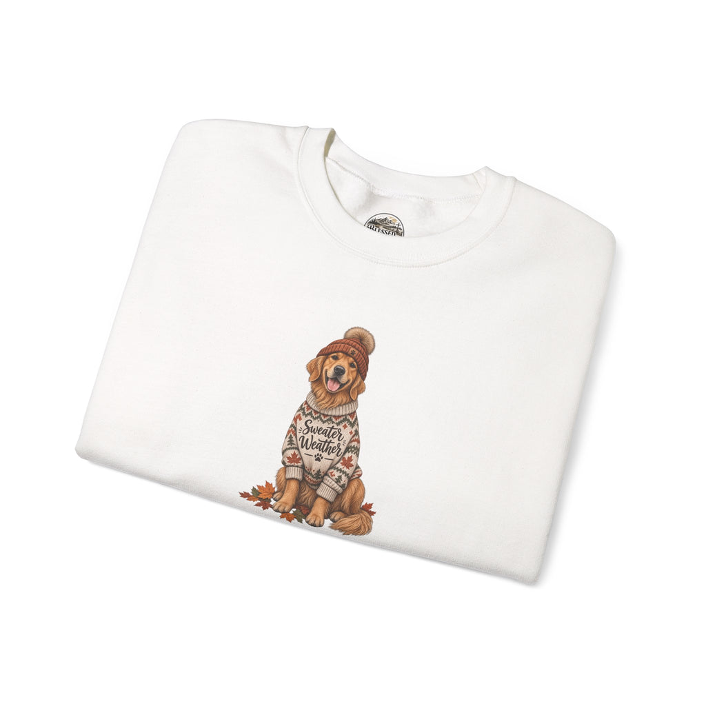Golden Retriever in Sweater Crewneck Sweatshirt — Cozy Dog Lover Pullover