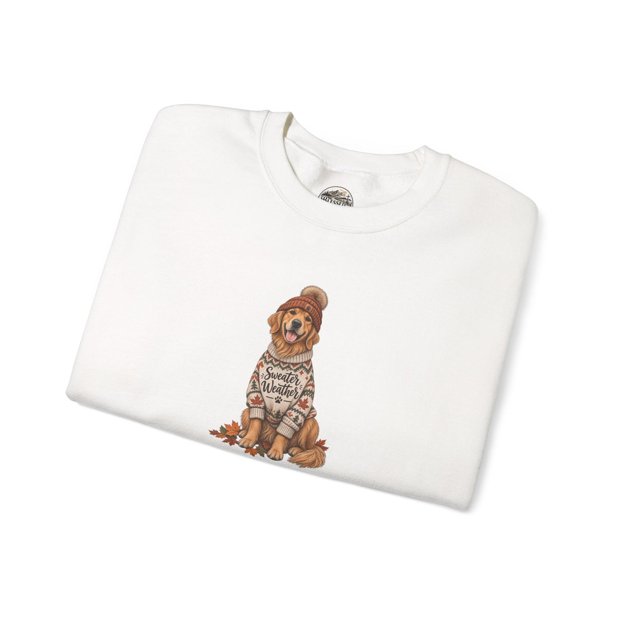Golden Retriever in Sweater Crewneck Sweatshirt — Cozy Dog Lover Pullover