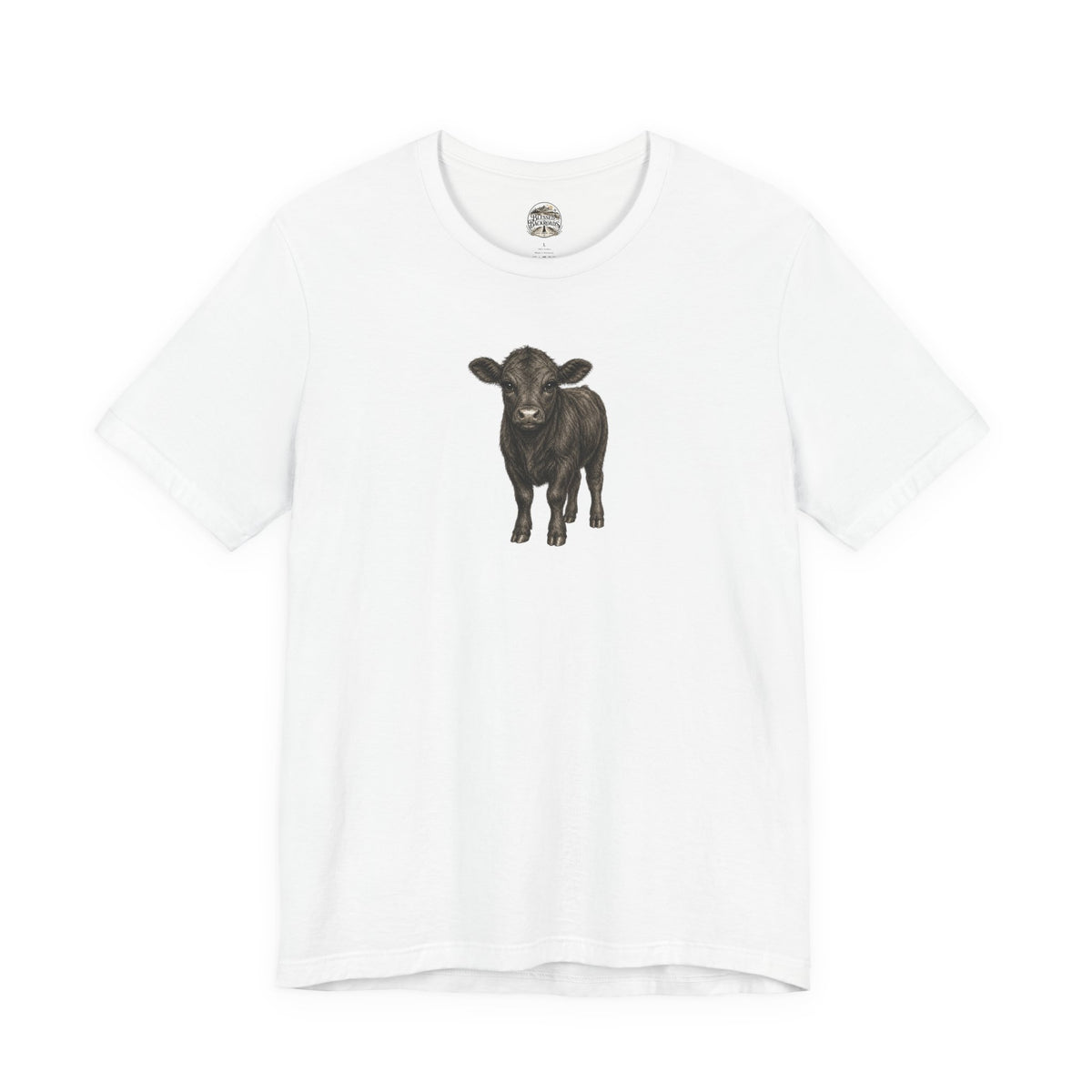 Cow Illustration T-Shirt — Cute Black Calf Graphic Tee