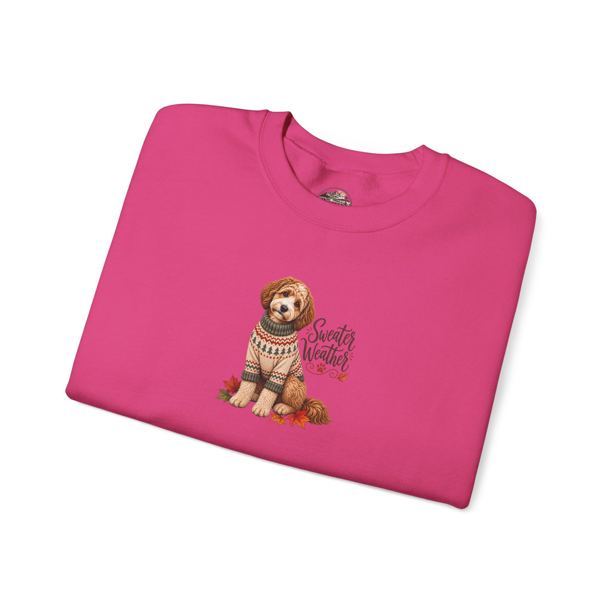 Dog in Sweater Crewneck Sweatshirt — "Sweater Weather" Cozy Fall Pullover