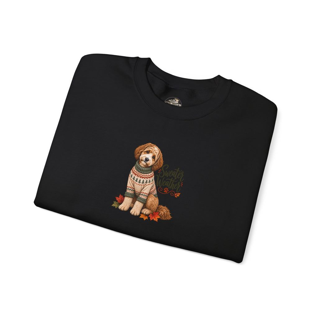 Dog in Sweater Crewneck Sweatshirt — "Sweater Weather" Cozy Fall Pullover