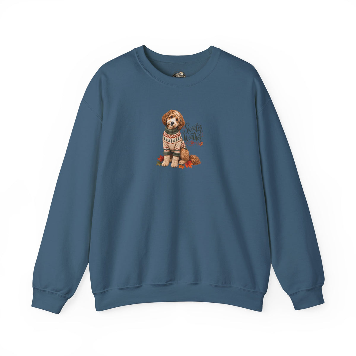 Dog in Sweater Crewneck Sweatshirt — "Sweater Weather" Cozy Fall Pullover