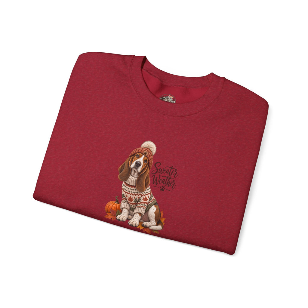 Basset Hound Fall Sweatshirt – 'Sweater Weather' Cozy Autumn Crewneck