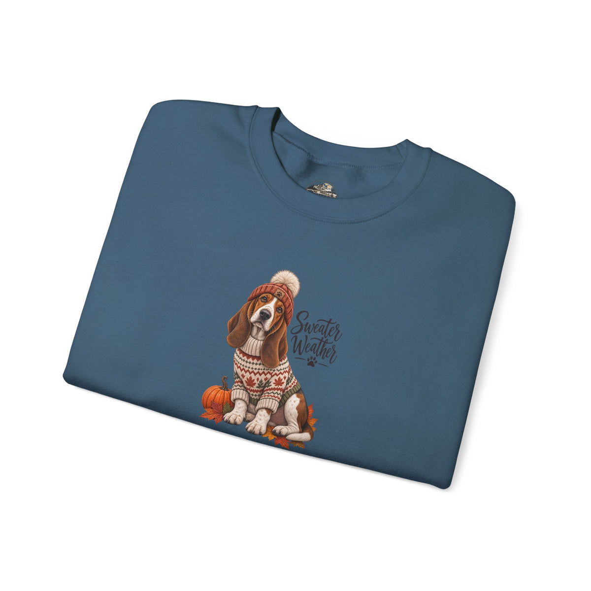Basset Hound Fall Sweatshirt – 'Sweater Weather' Cozy Autumn Crewneck