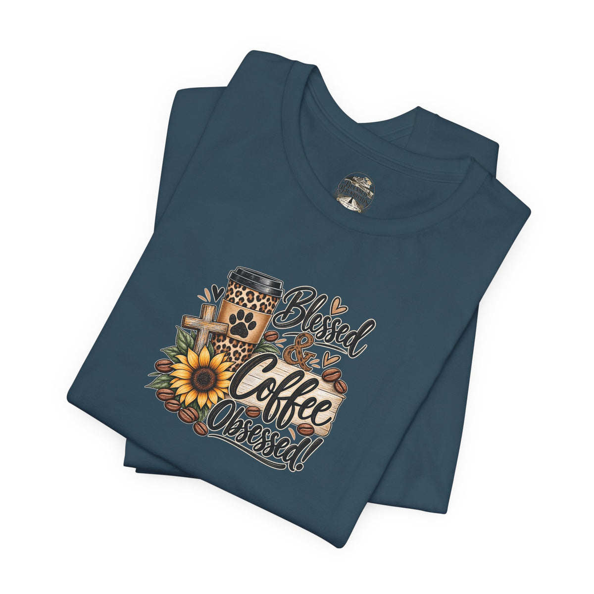 Blessed & Coffee Obsessed Tee — Sunflower Coffee Lover T-Shirt