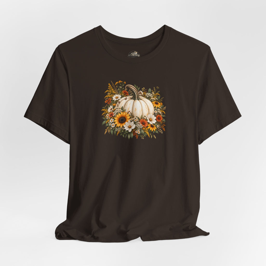 Fall Pumpkin & Sunflower T-Shirt — Autumn Floral Harvest Tee