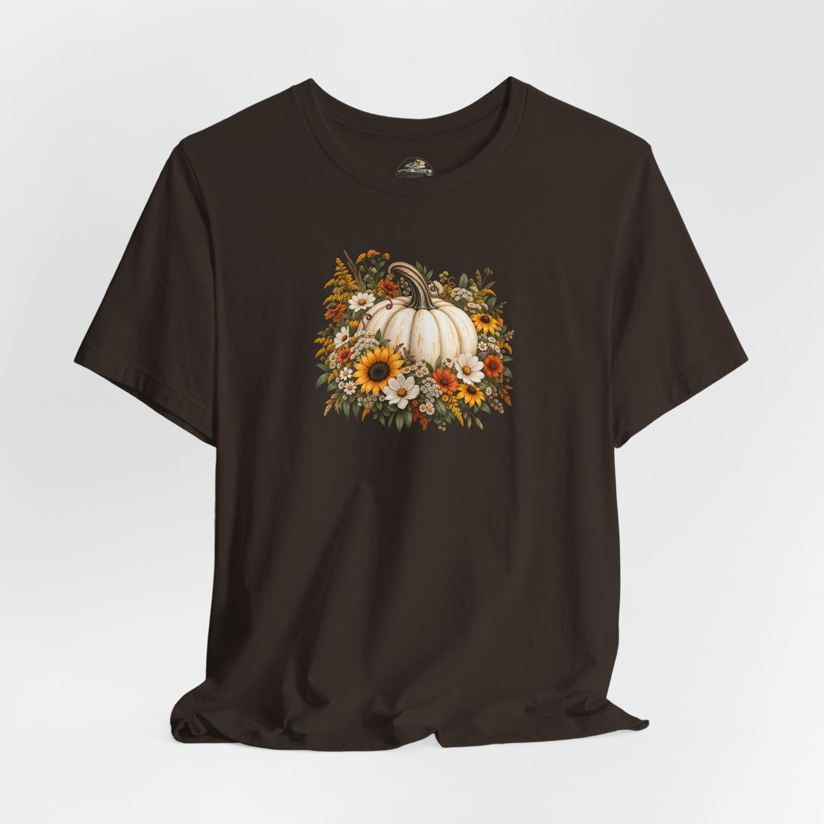 Fall Pumpkin & Sunflower T-Shirt — Autumn Floral Harvest Tee