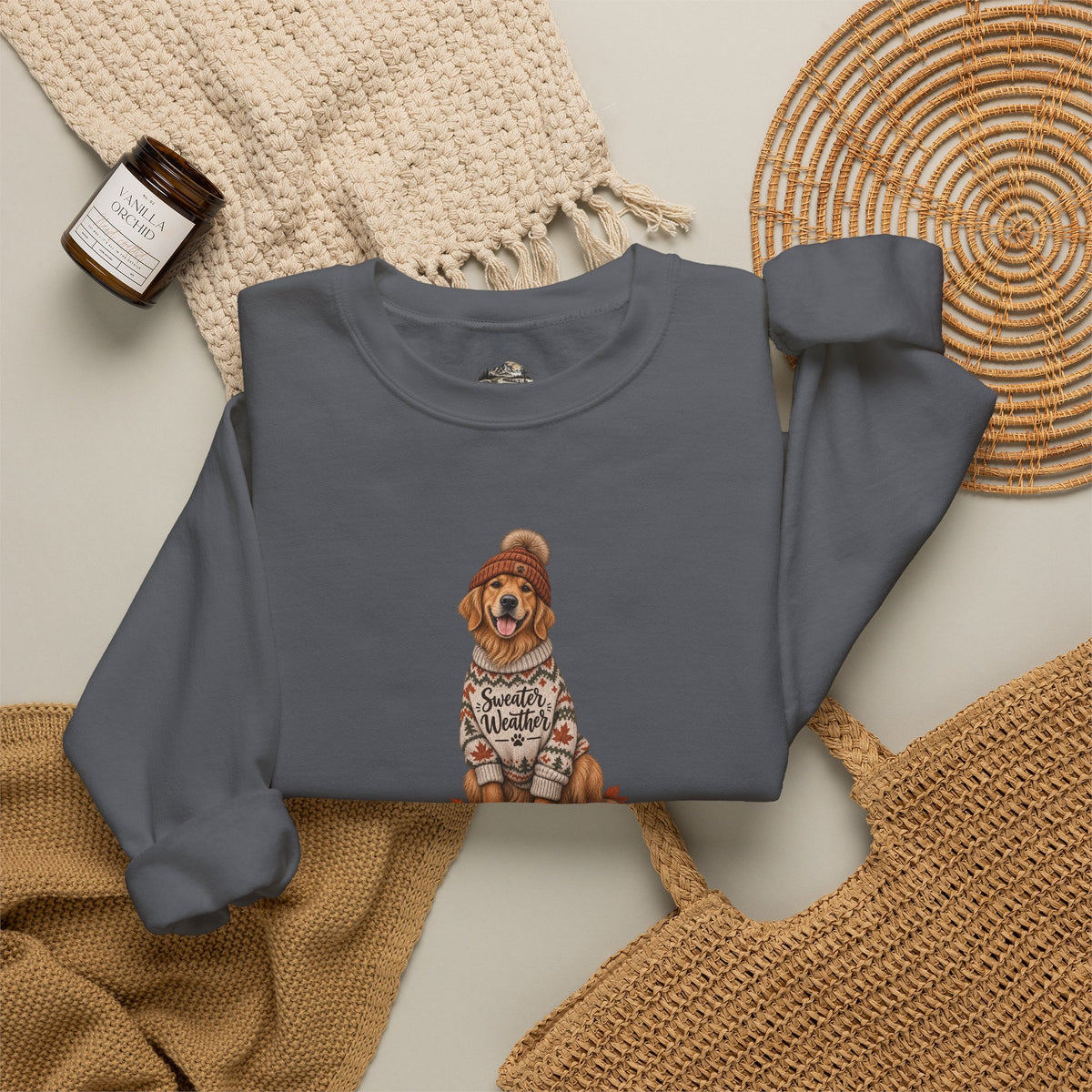 Golden Retriever in Sweater Crewneck Sweatshirt — Cozy Dog Lover Pullover